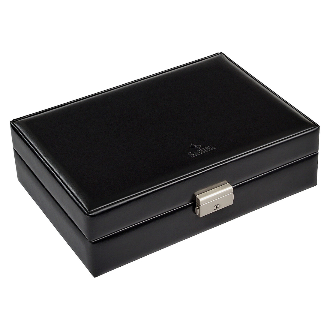Watch case for 10 watches black exclusive / black (leather)