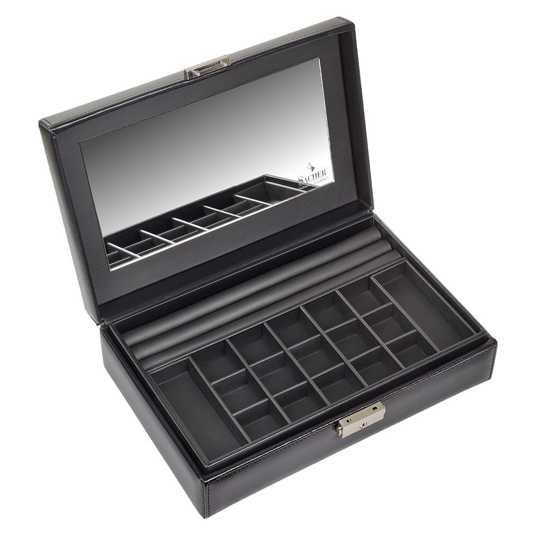 Šperkovnice Isa black exclusive / černá (kůže)
