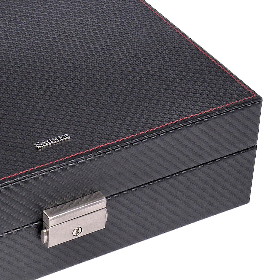 Watch case for 10 watches carvon / black (leather)