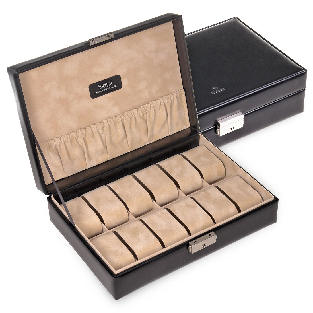 Watch case for 12 watches new classic / black (leather)