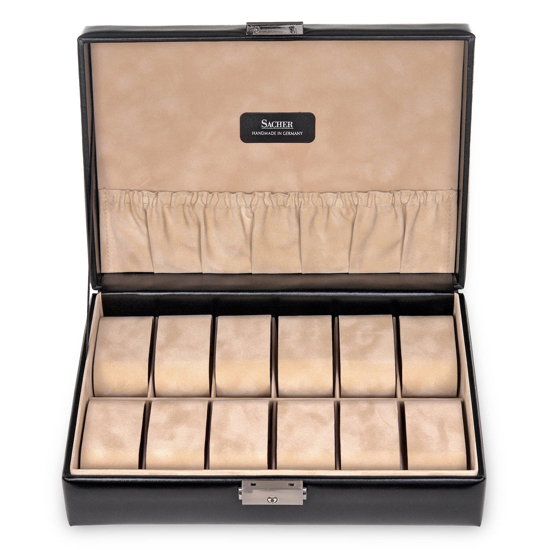 Watch case for 12 watches new classic / black (leather)