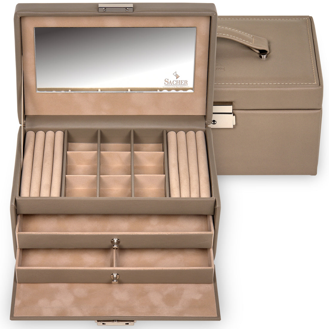 Jewellery box Elly nature / taupe (leather)