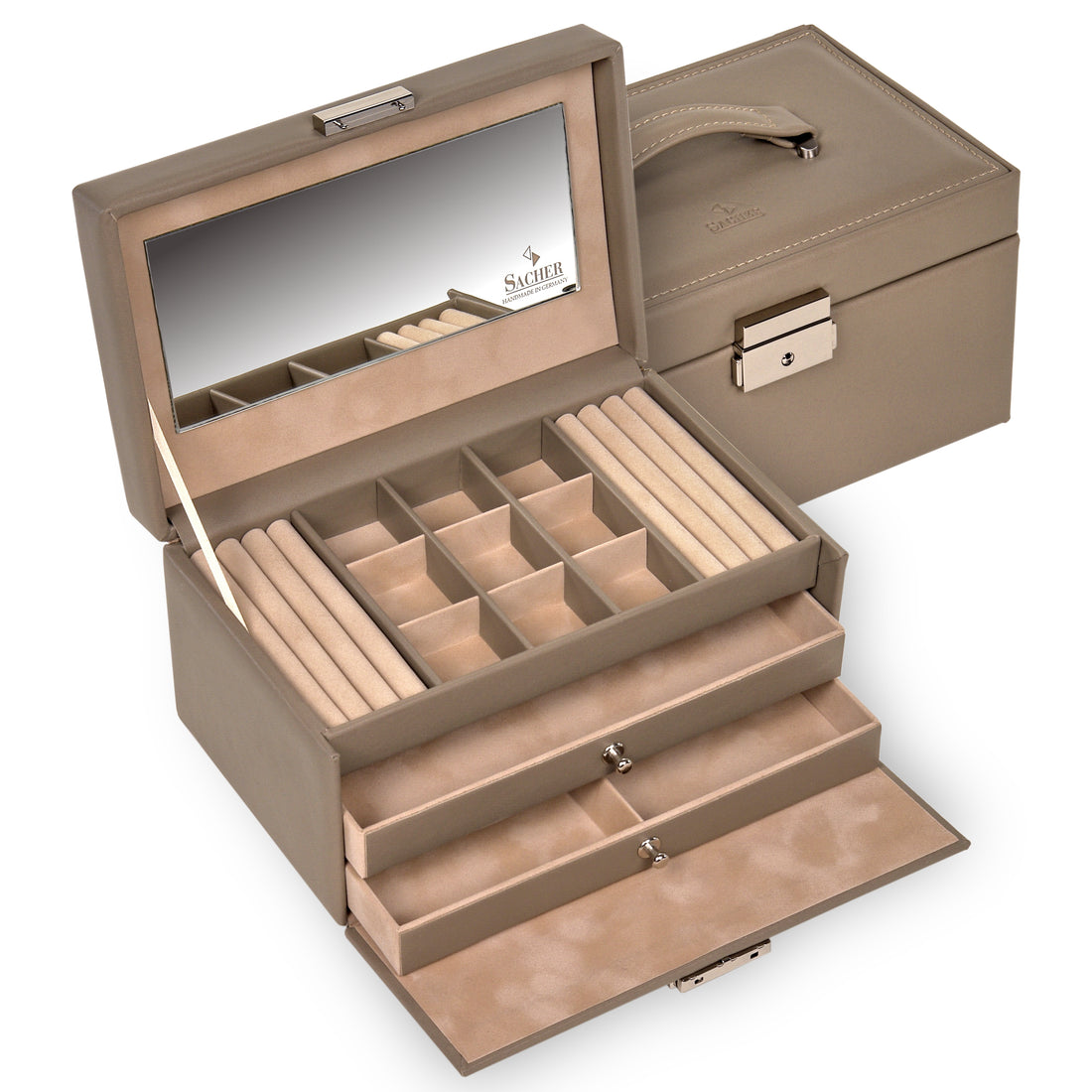Jewellery box Elly nature / taupe (leather)