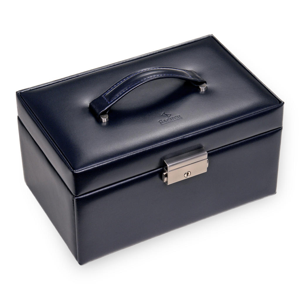 Jewellery box Elly florage / navy (leather)