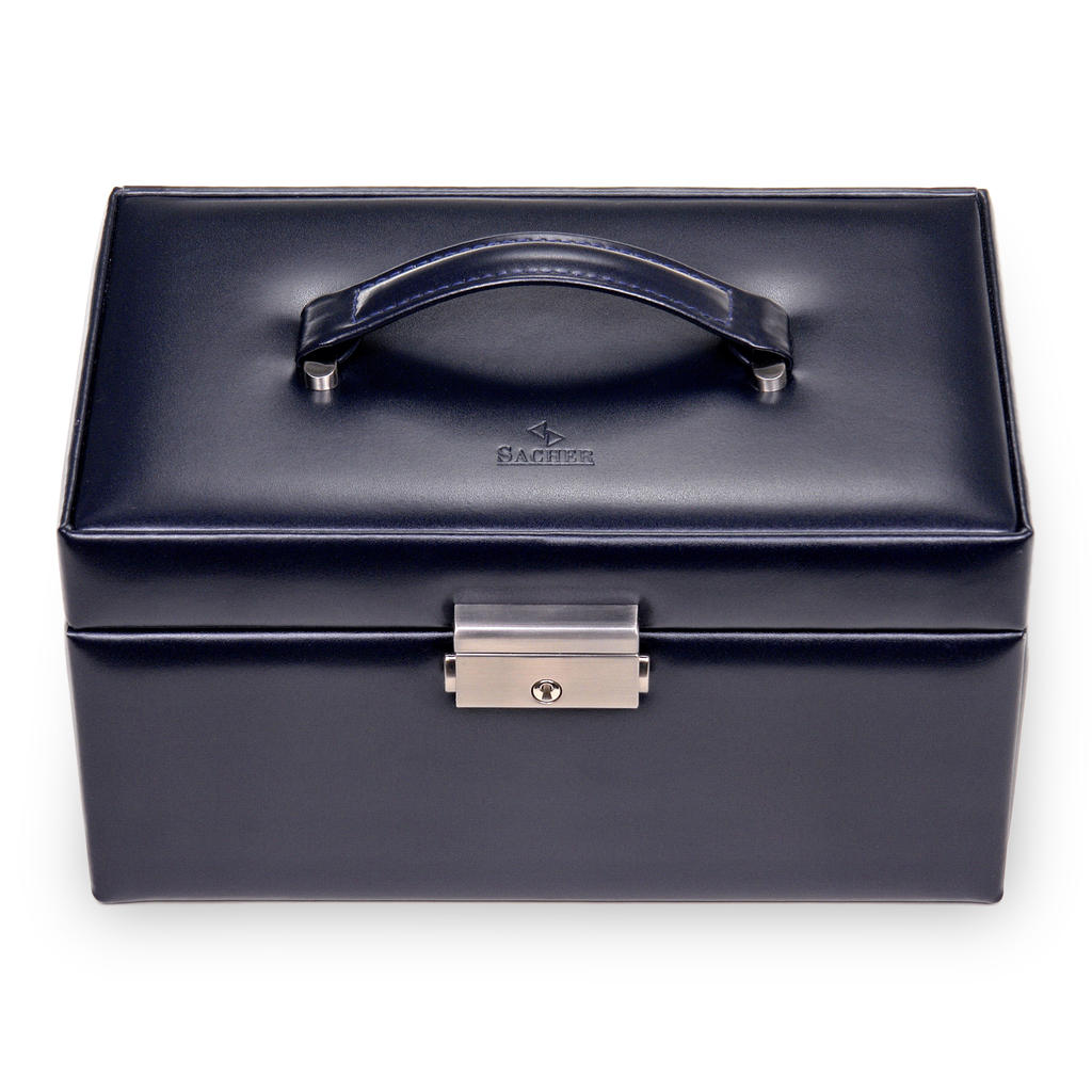 Jewellery box Elly florage / navy (leather)