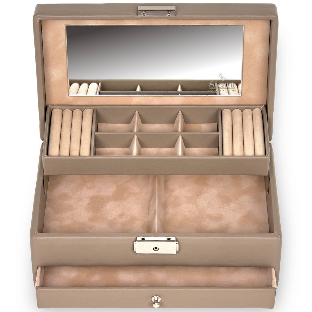 Jewellery box Helen nature / taupe (leather)