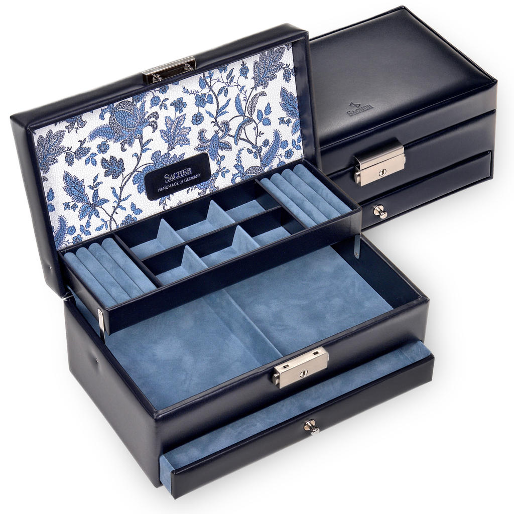 Jewellery box Helen florage / navy (leather)