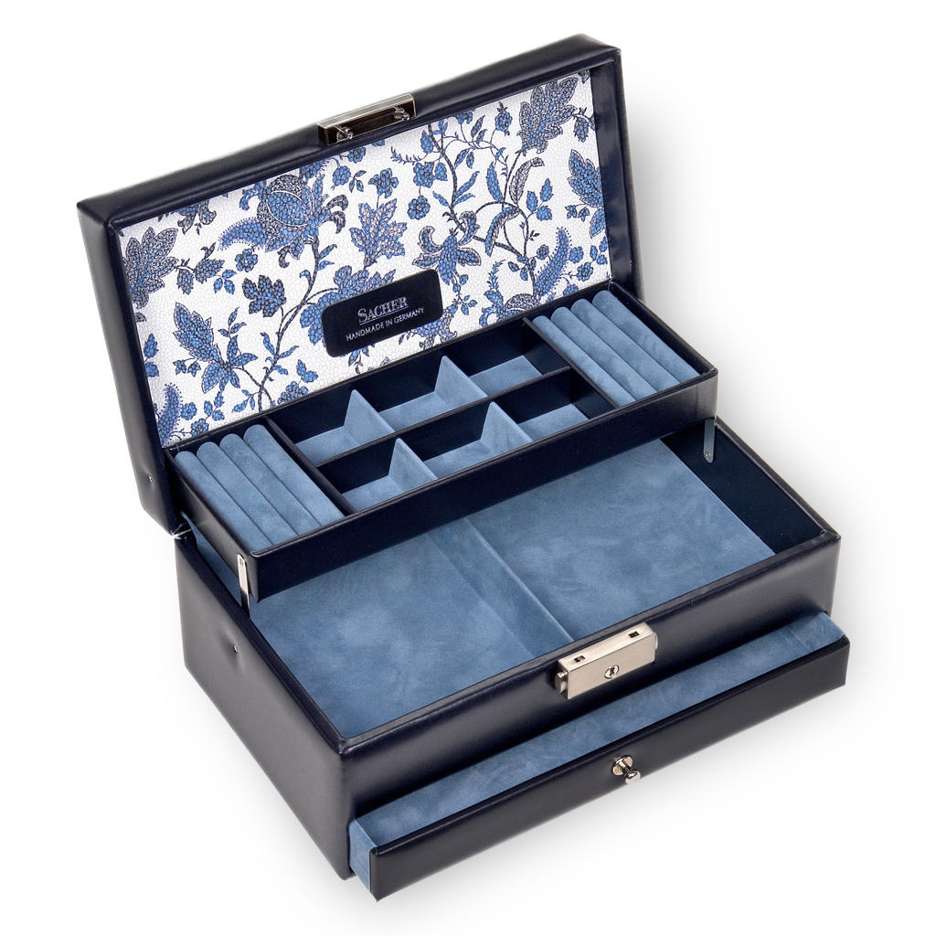 Jewellery box Helen florage / navy (leather)