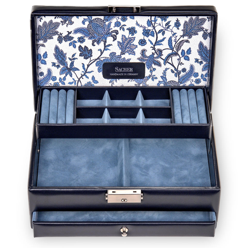 Jewellery box Helen florage / navy (leather)