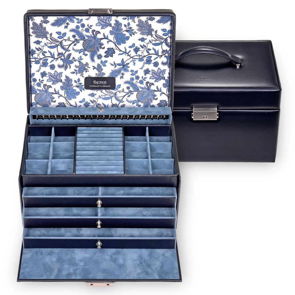 Šperkovnice Jasmin florage / navy (kůže)