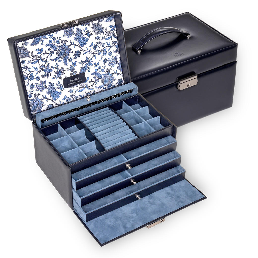 Šperkovnice Jasmin florage / navy (kůže)