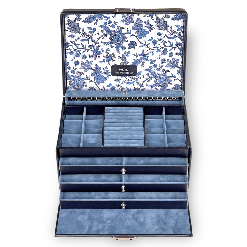 Šperkovnice Jasmin florage / navy (kůže)