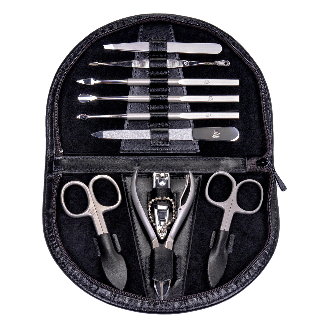 10-piece manicure case Manikürenset / black (leather)